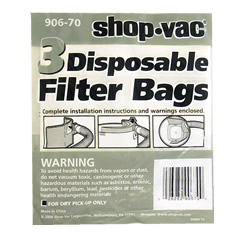 Shop Vac QS60 and QS60A Vacuum Bags For Everyday Pick-up Needs 3Pk: 906-70-00