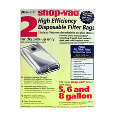 Shop Vac 5-8 Gallon Vacuum Bags for Fine Dust 2Pk:906-71-00