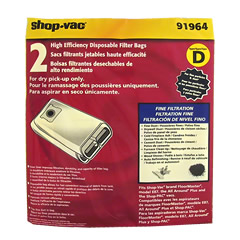Shop Vac Vacuum Bags for Fine Dust Like Drywall Dust 2Pk: 919-64-00