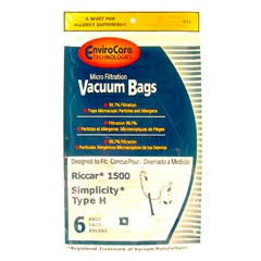 Made To Fit Type H Vacuum cleaner bags For Simplicity Canister 6Pk